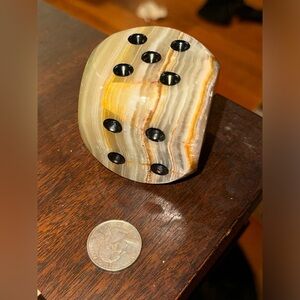 Striped Stone Dice Paperweight